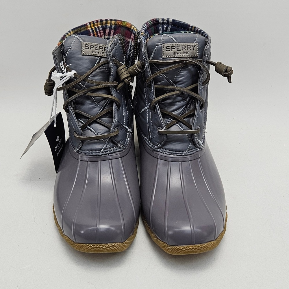 Sperry Saltwater Quilted Duck Boots Grey Womens 11 STS85830 Rain Boots New - Picture 2 of 13